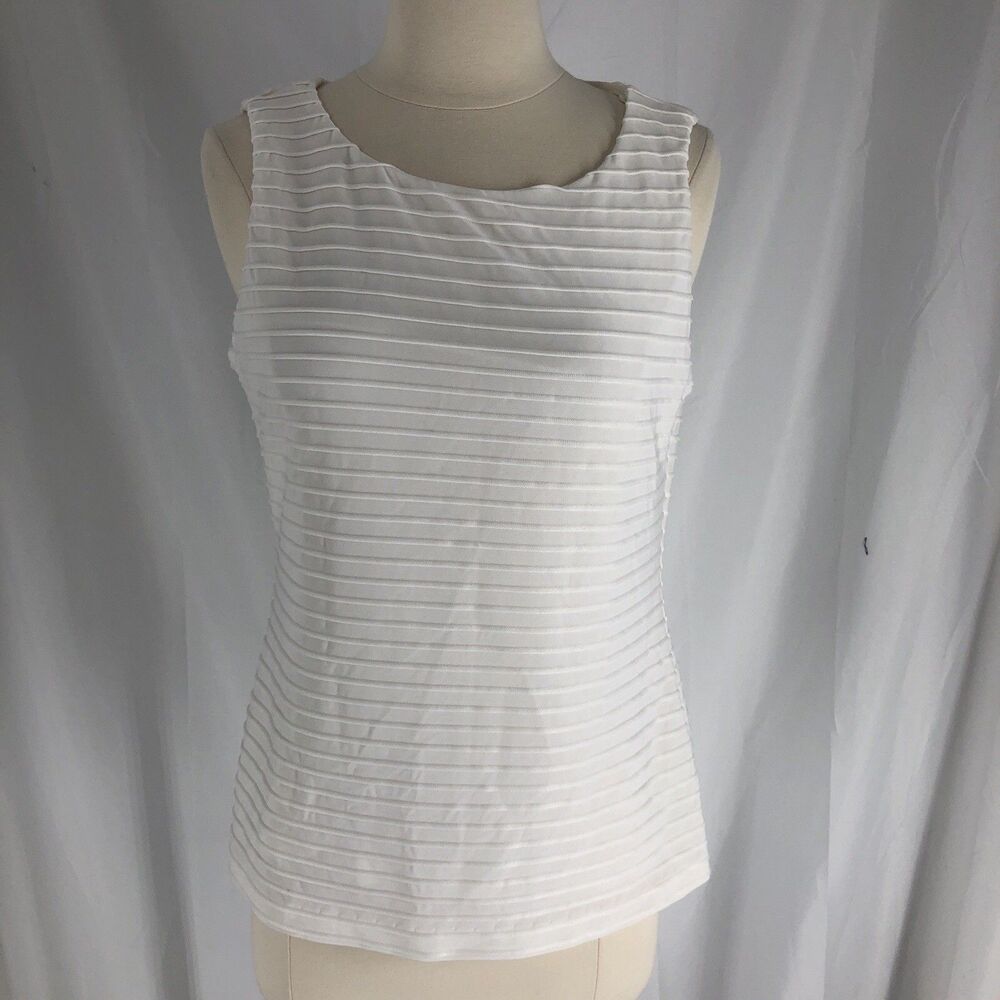 Women’s White Ribbed Dressy Tank Top ~ Medium